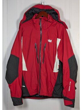 Helly Hansen Men's Size XL Ski Jacket Red Helly Tech Waterproof Hooded Winter